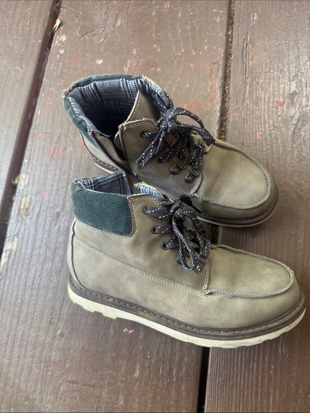 Cat & Jack Kids Olive Green Lace-Up Ankle Boots